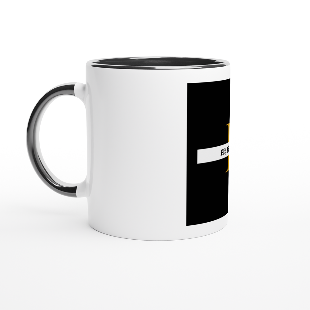Fit, Fine, Peace White 11oz Ceramic Mug with Color Inside