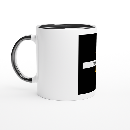 Fit, Fine, Peace White 11oz Ceramic Mug with Color Inside